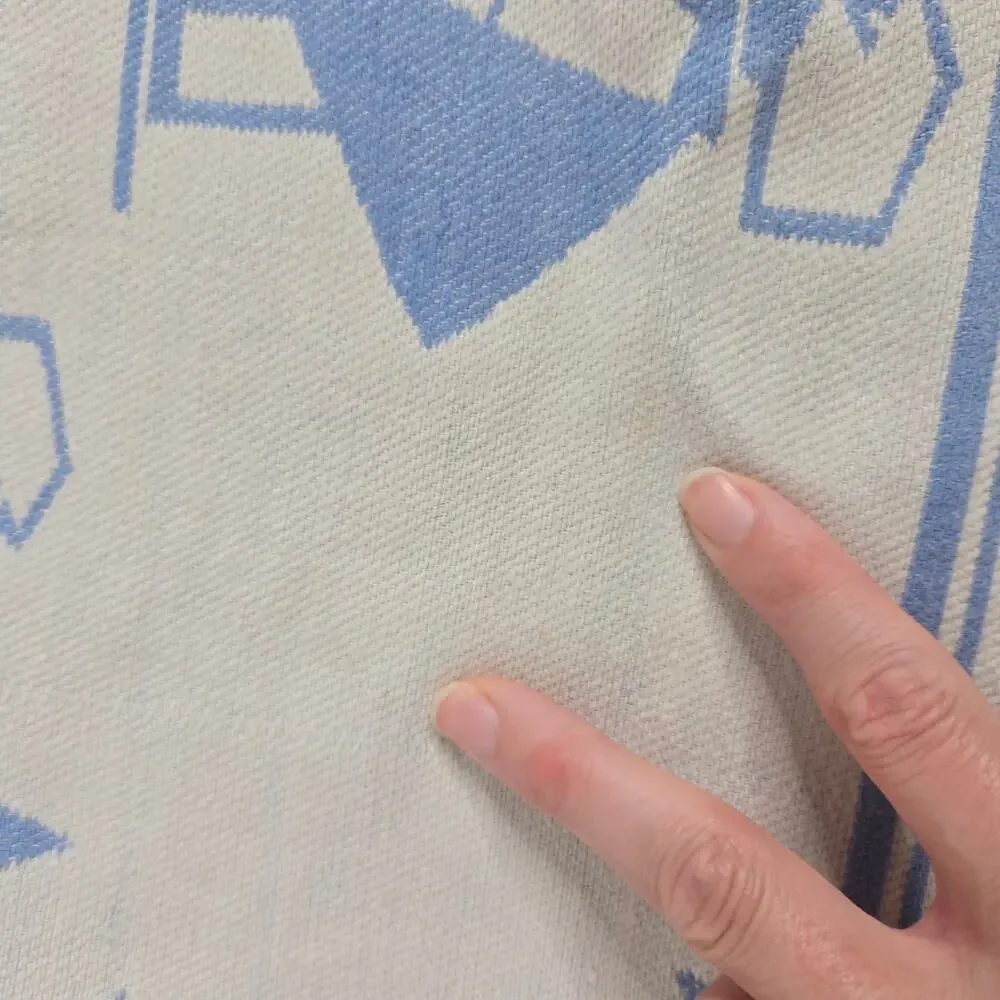 Vintage Baby Blanket Crib Reversible Woven Sheep Border Horn Blowers 42